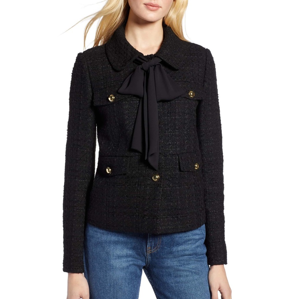 [Halogen x Atlantic Pacific] Bow Tweed Jacket